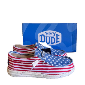 Hey Dude NEW Men's Wally Patriotic Stars and Stripes Shoe Size 10 #B1260